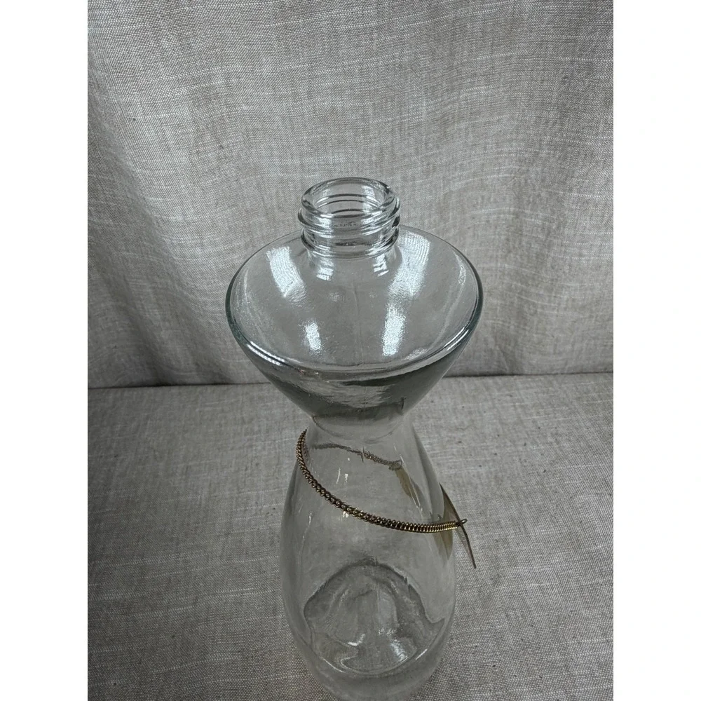 Gin Decanter Good Vintage Mid Century Modern Glass Gold Stopper 12 Inch